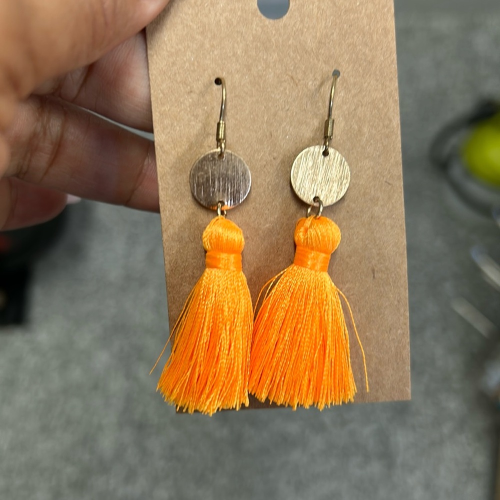 Orange boho earrings